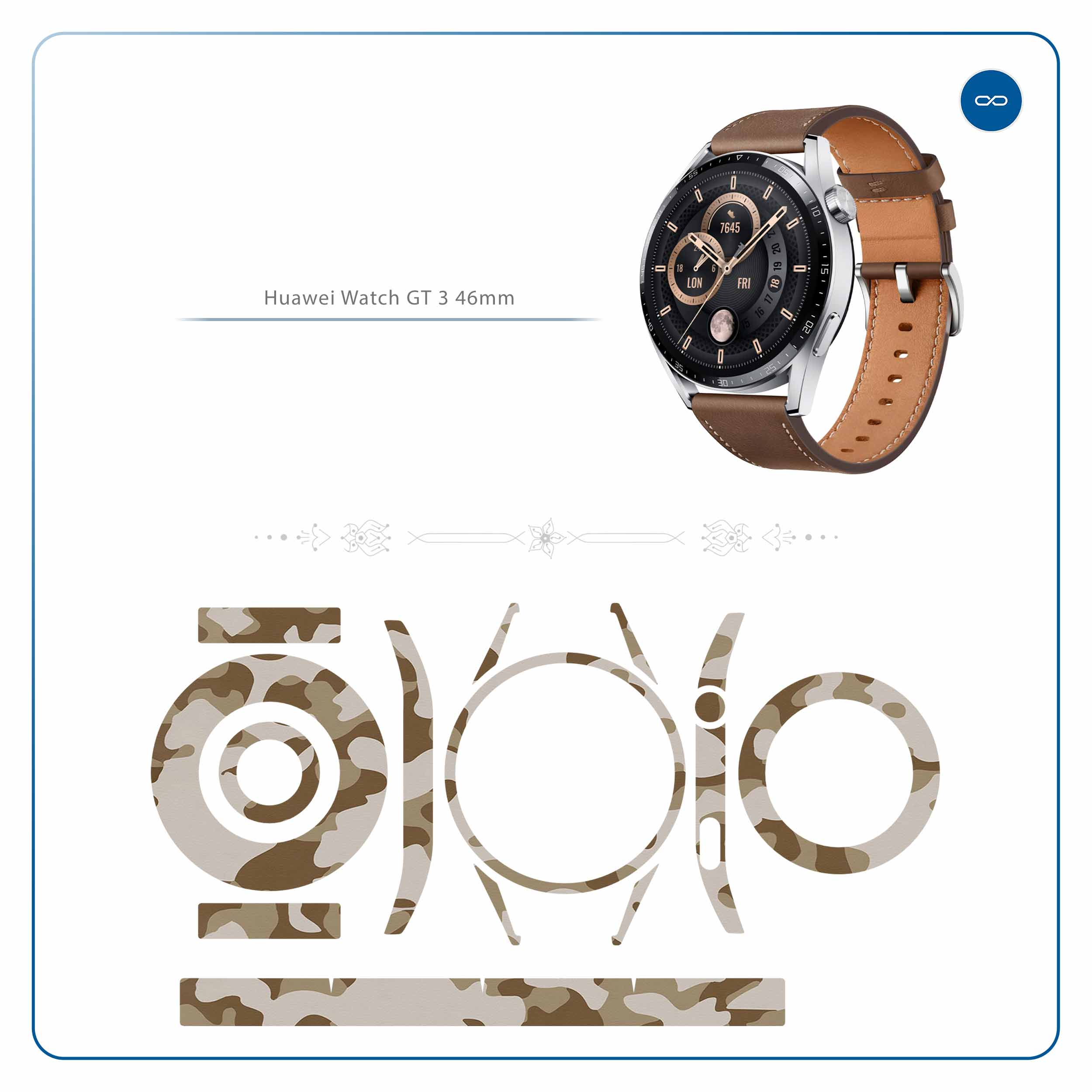 برچسب ماهوت طرح Army-Desert مناسب برای ساعت هوشمند هوآوی Watch GT 3 46mm