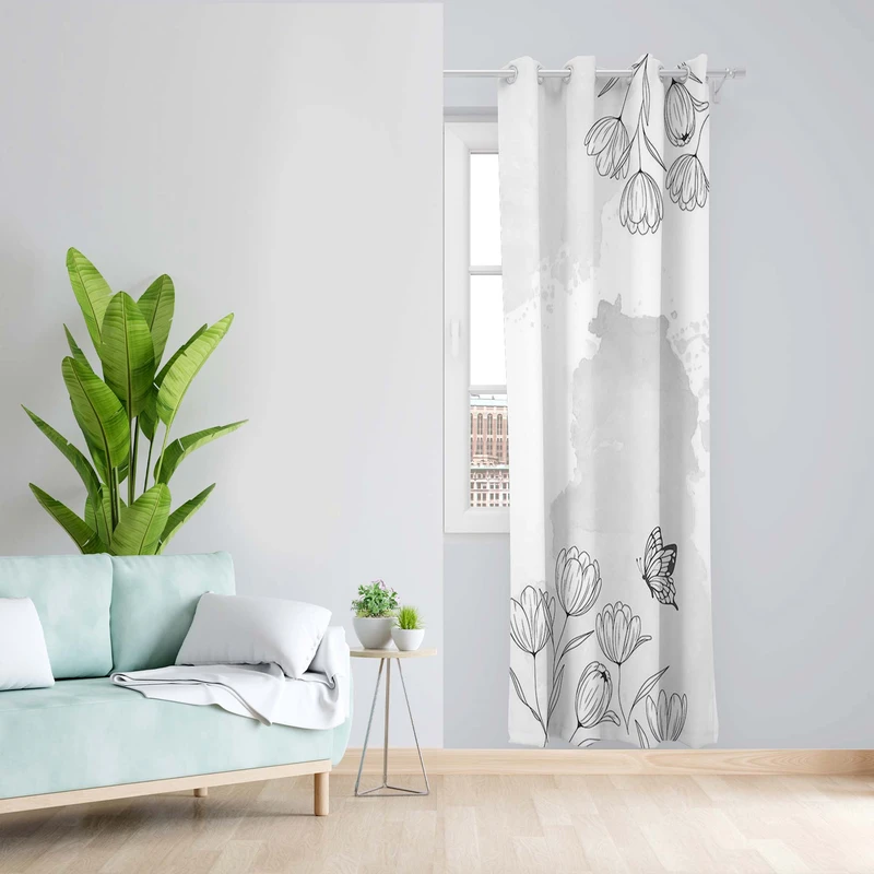 پرده طرح گل مدل مخمل پانچی کد 5414L z سایز 140x200 سانتی متر