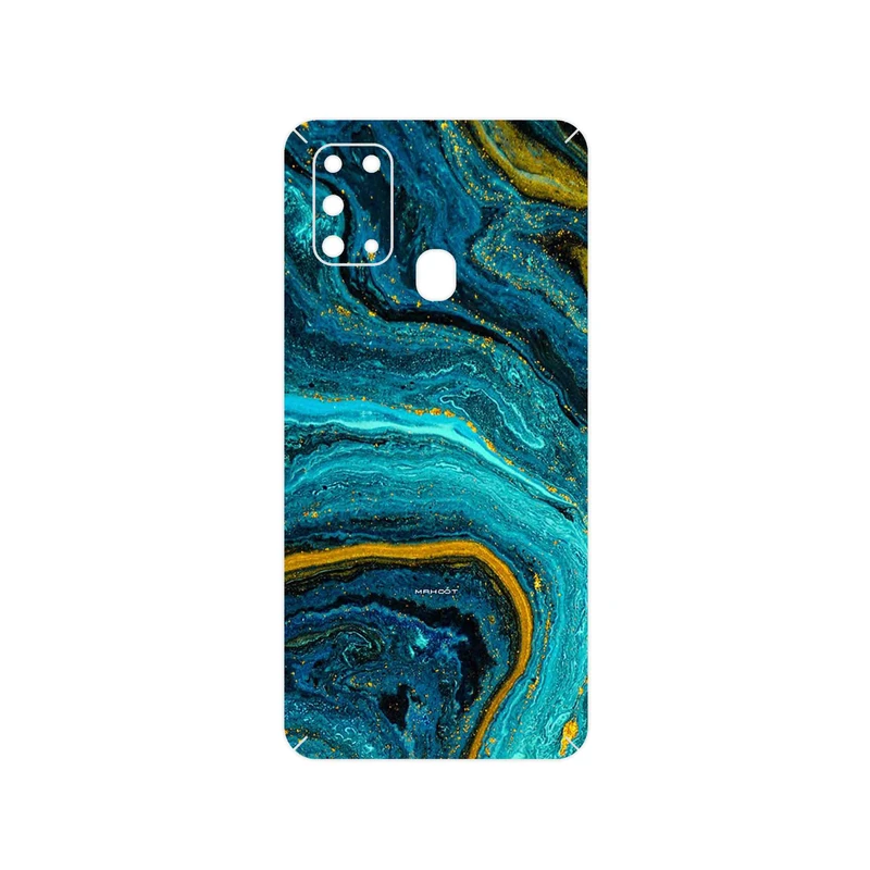 برچسب پوششی ماهوت مدل Turquoise marblewith golden streaks مناسب برای گوشی موبایل سامسونگ Galaxy M31