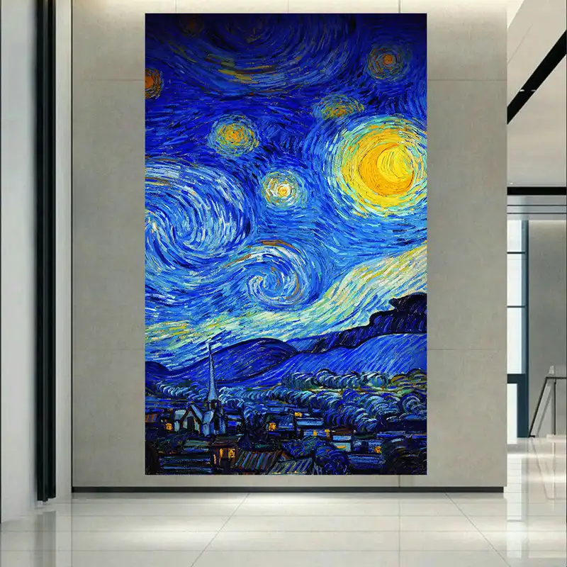 تابلو بوم طرح نقاشی ونگوک مدل شب پر ستاره کد AR3190