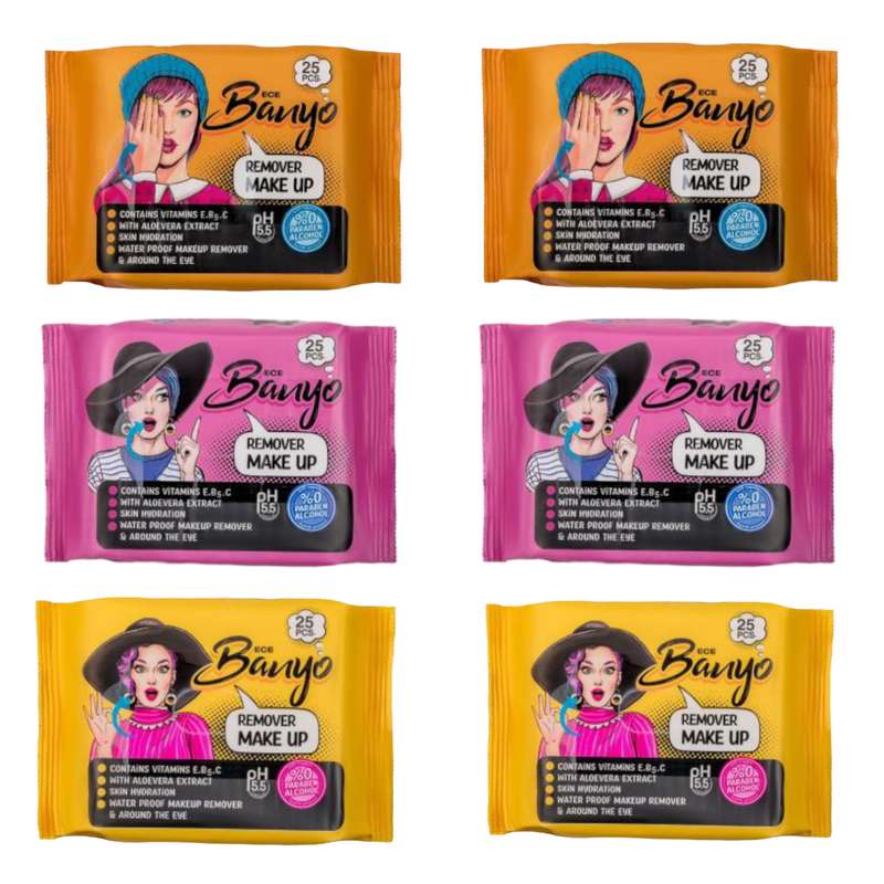 دستمال مرطوب بانیو مدل مدل MAKE UP  مجموعه 6 عددی
