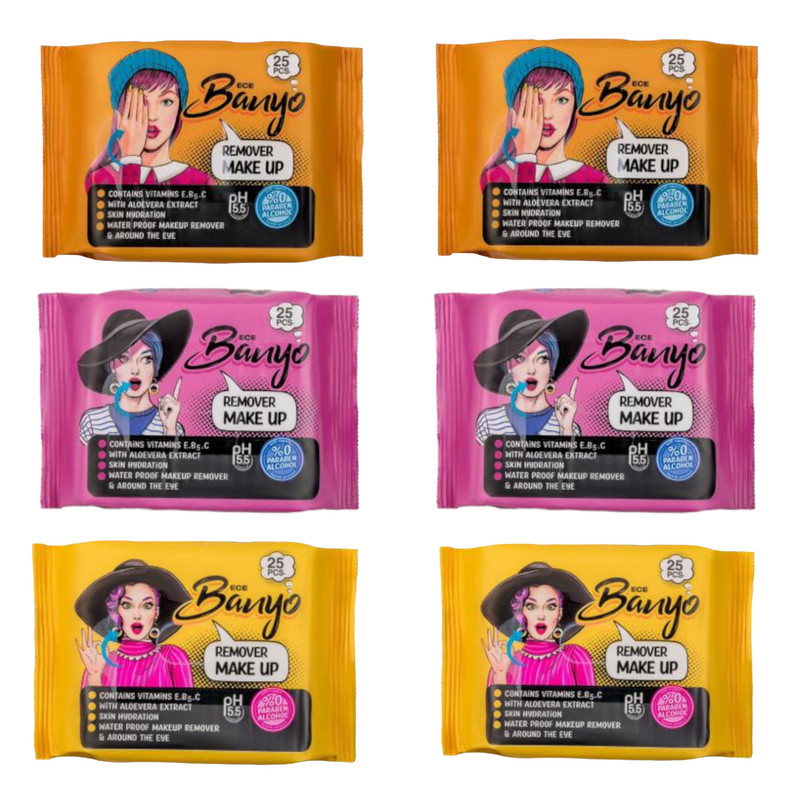 دستمال مرطوب بانیو مدل مدل MAKE UP  مجموعه 6 عددی
