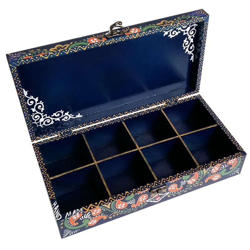 جعبه چای کیسه ای مدل گل و ترمه کاشان کد TB-T400-30-15-7