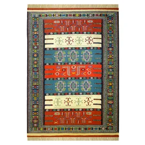 گلیم دستبافت دو و نیم متری مدل ترکمن کد 5065