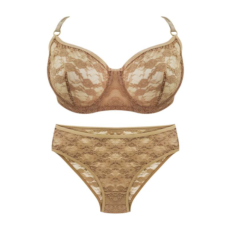 ست شورت و سوتین زنانه مدل دانتل 1007 رنگ قهوه ای