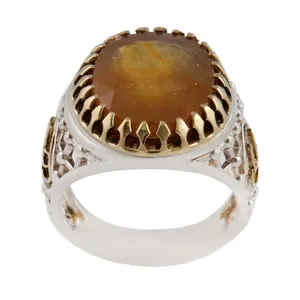 انگشتر نقره مردانه بازرگانی میلادی مدل سنگ یاقوت رکاب دست ساز سیاه قلم کد AM_1757