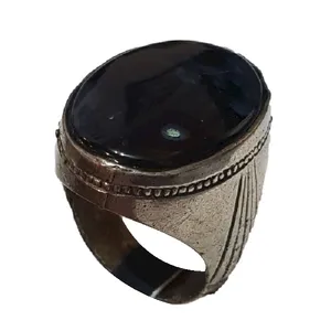 انگشتر نقره مردانه مدل عقیق شفت العبد یمن چشم دار ASYC2116