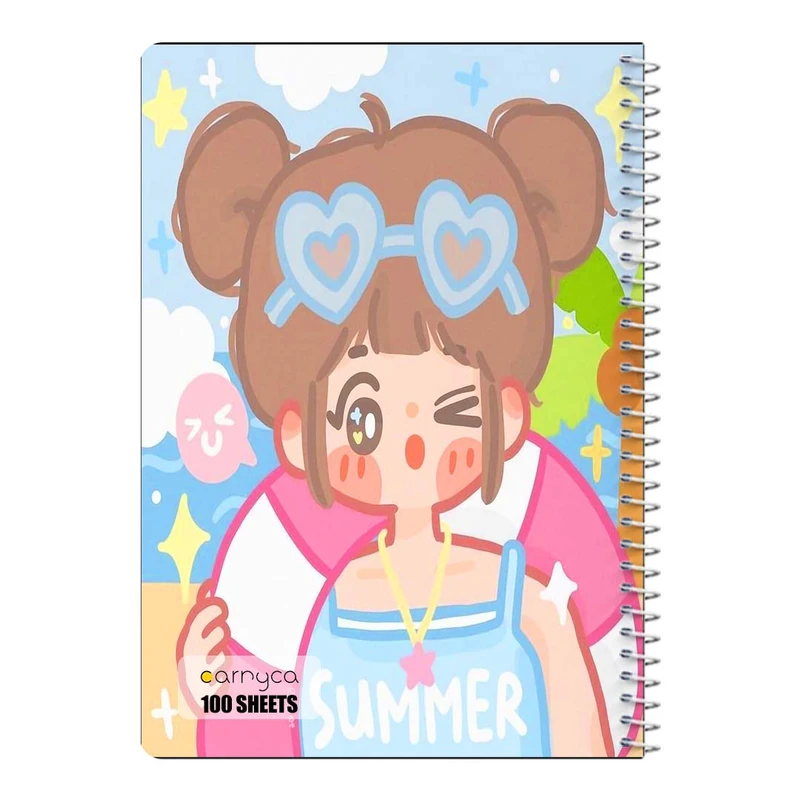 دفتر مشق 100 برگ سیمی کارنیکا طرح دختر کیوت Cute Girl کد 43821