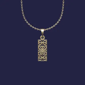 گردنبند طلا 18 عیار زنانه مدوپد مدل مستطیل کد Y2-1-1090