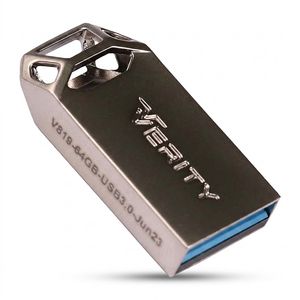 فلش مموری وریتی مدل V-819 ظرفیت 64 گیگابایت با بدنه فلزی، رابط USB 2.0 Type-A، سرعت انتقال 30 مگابایت بر ثانیه و سازگار با گوشی، کامپیوتر، لپ‌تاپ، تلویزیون و تبلت