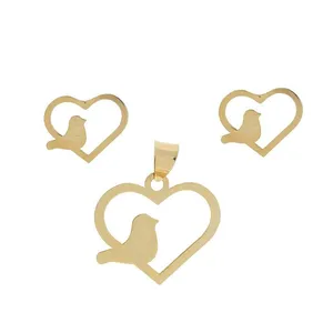 نیم ست طلا 18 عیار زنانه نیکان گلد مدل قلب و پرنده 55