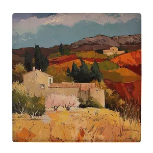 زیر لیوانی طرح نقاشی منظره روستایی کد    3853233_1868