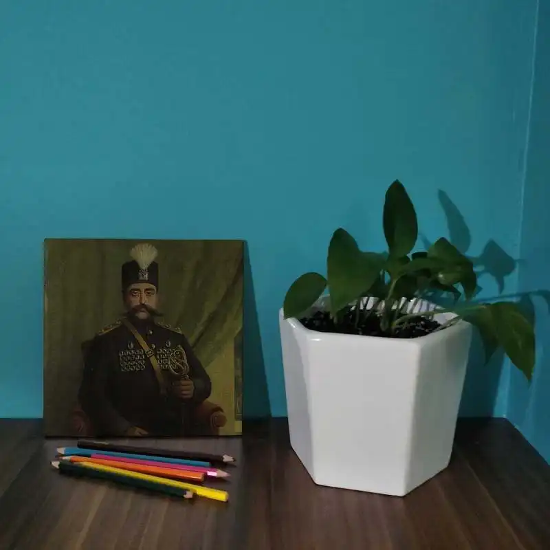 کاشی طرح پرتره ناصرالدین شاه مدل لوحی BDT190