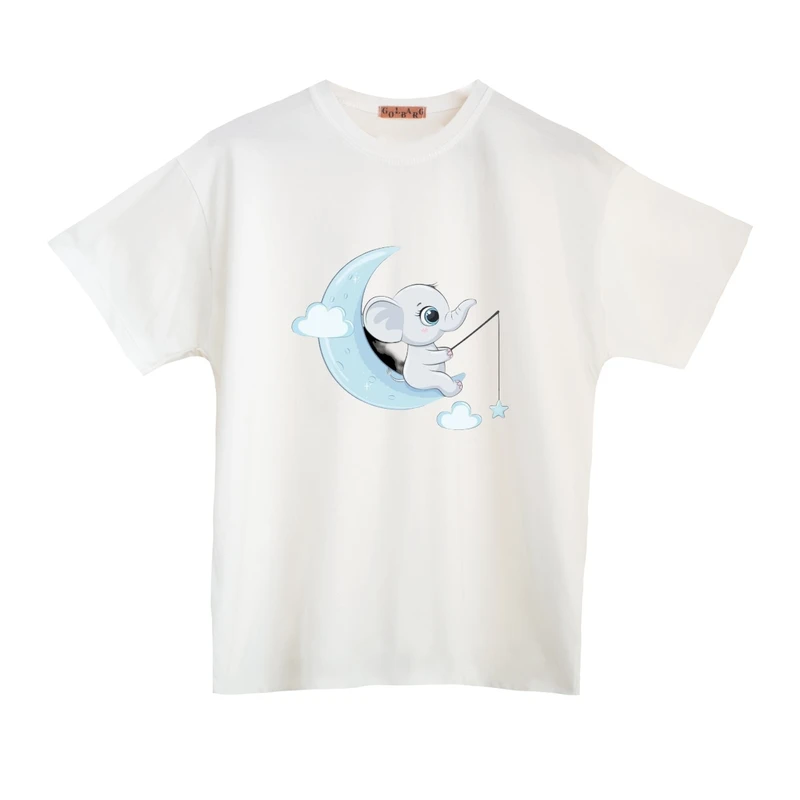 کراپ‌تی شرت آستین کوتاه بچگانه مدل فیل ماه