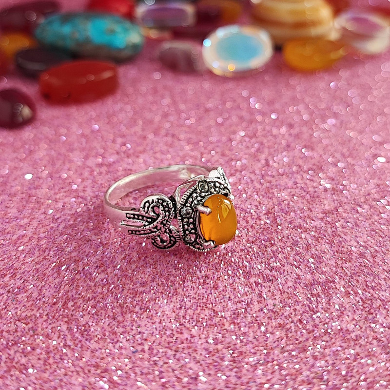 انگشتر نقره زنانه مدل عقیق شرف الشمس SHW6029