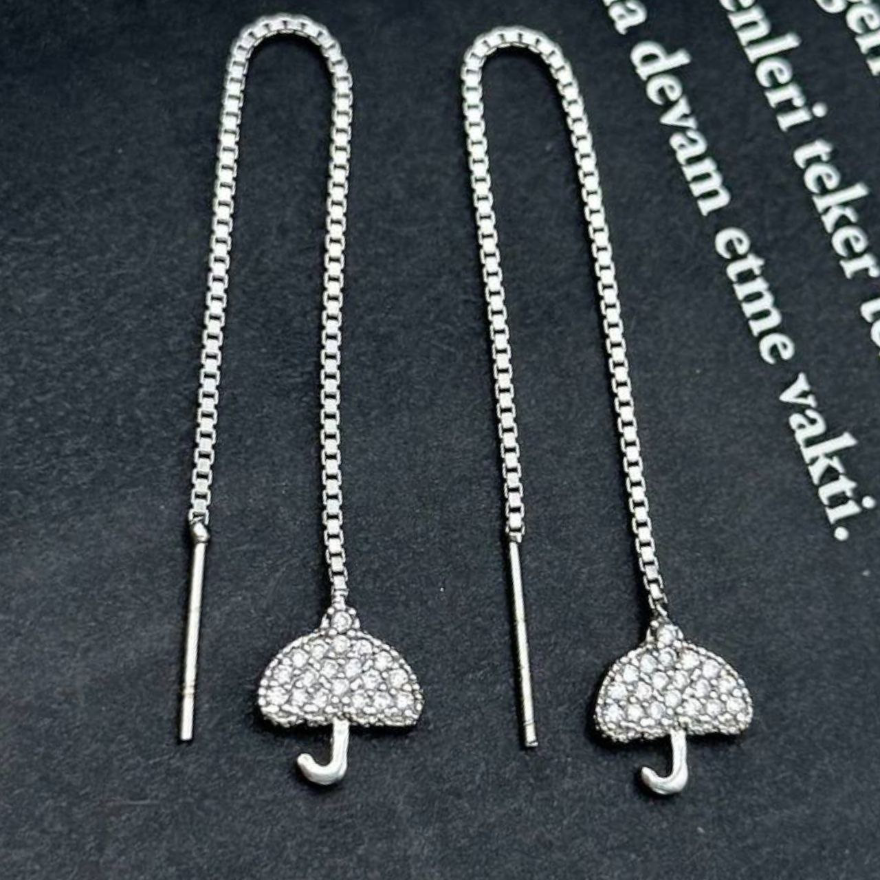 گوشواره نقره زنانه مدل بخیه چتری RZZDEH-032