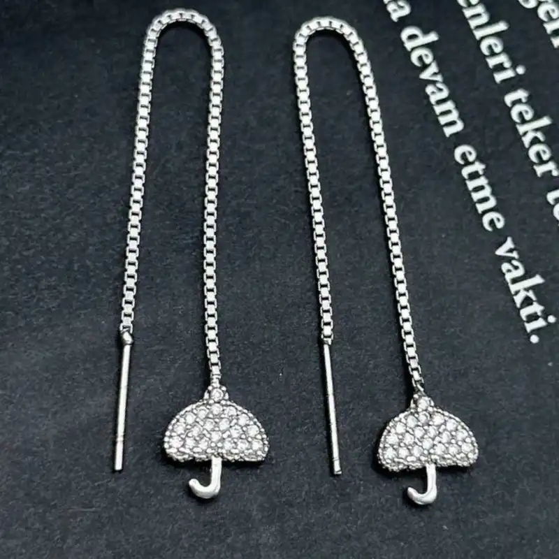 گوشواره نقره زنانه مدل بخیه چتری RZZDEH-032