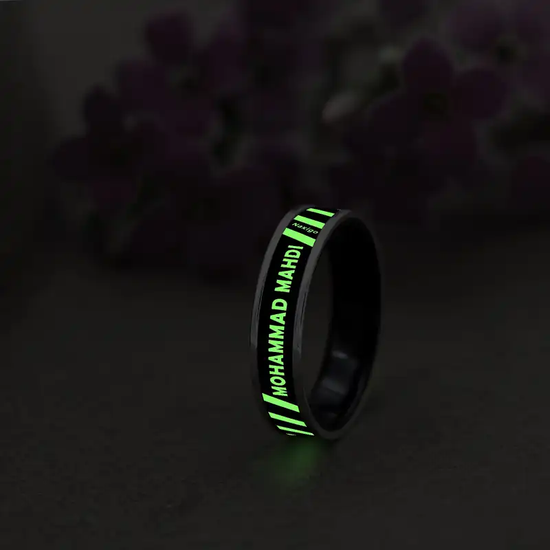 انگشتر ناکسیگو مدل شب تاب طرح محمد مهدی کد RB15851