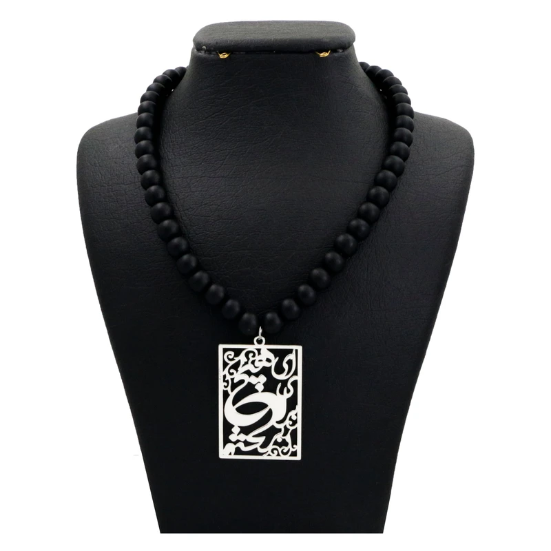 گردنبند نقره زنانه دلی جم طرح ای هیچ کد D 450