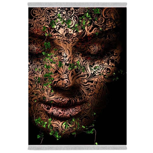 فرش پارچه‌ای دفه مدل فرشینه شانل مخمل طرح فانتزی کد 7092