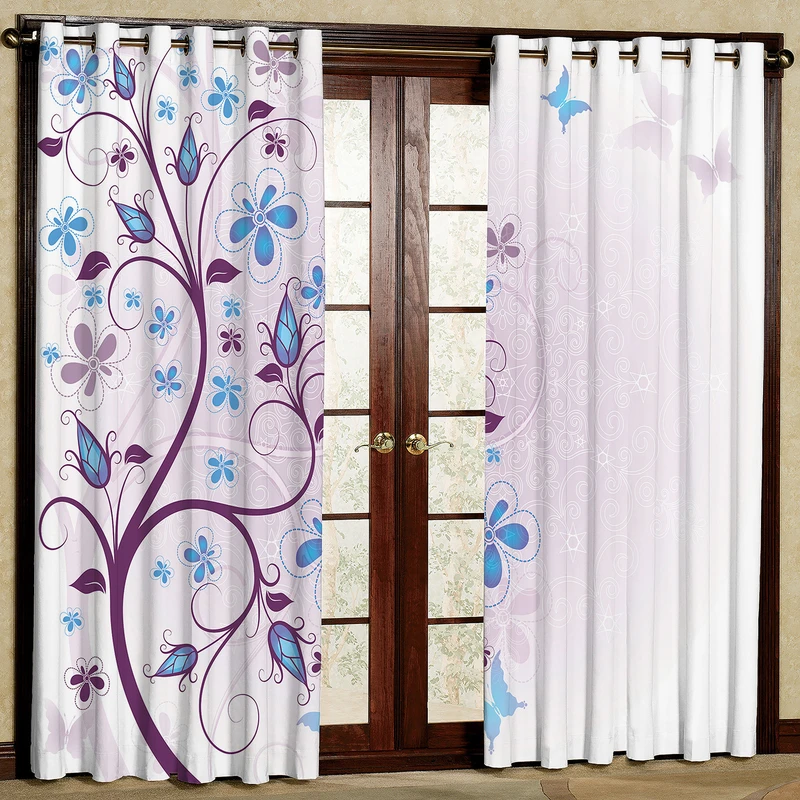 پرده مدل گلدار حاشیه مخمل پانچی کد 2217 سایز 200x140 سانتی متر