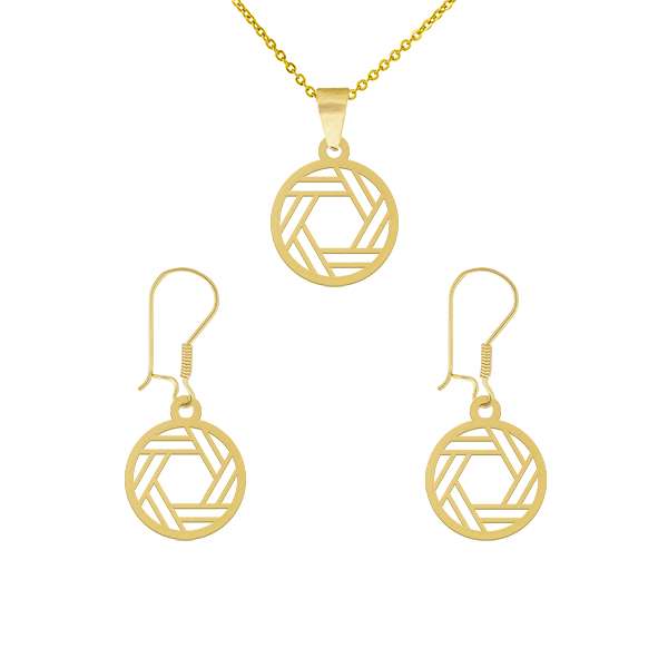 نیم ست طلا 18 عیار زنانه طلای کامک مدل دایره