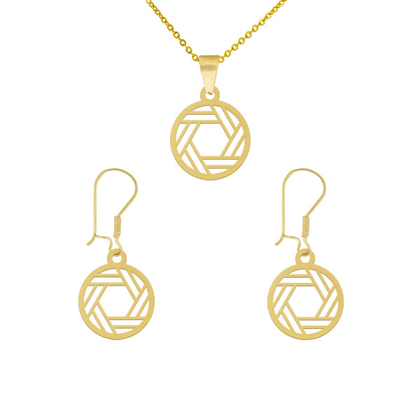 نیم ست طلا 18 عیار زنانه طلای کامک مدل دایره