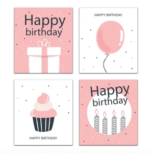 کارت پستال مدل Happy birthday مجموعه 4 عددی