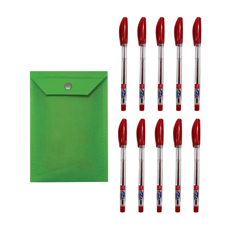 خودکار کیان مدل Milano بسته 10 عددی به همراه پوشه دکمه دار