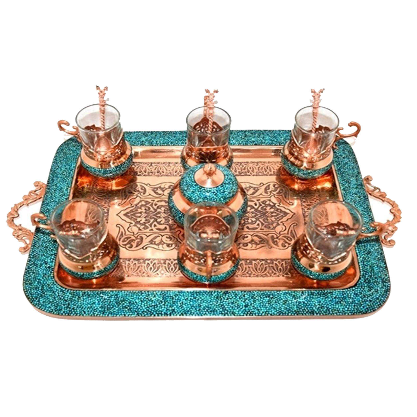 Turquoise inlaying tea service set, 020 Model