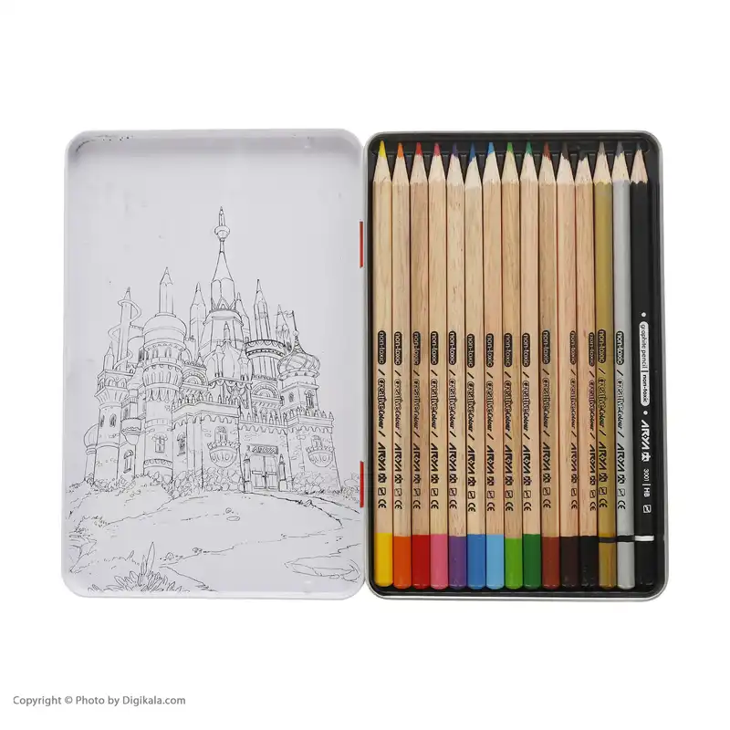 مداد رنگی 15 رنگ آریا مدل قصر کد 3021
