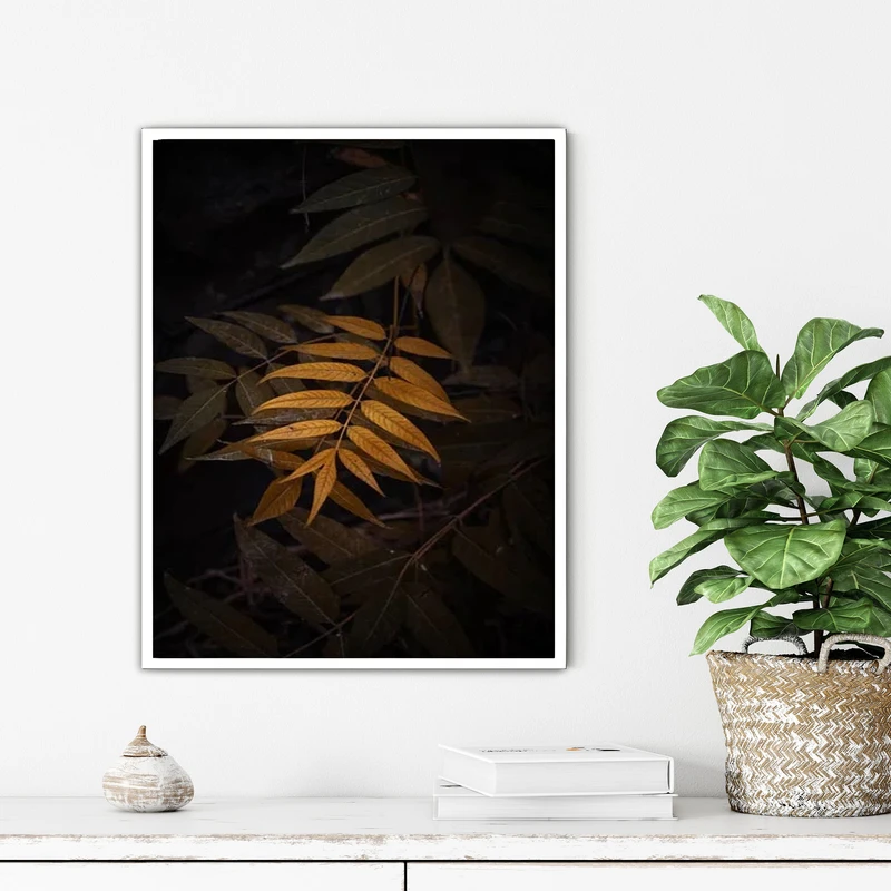 تابلو آتریسا طرح برگ مدرن مدل ATFF381 فریم سفید