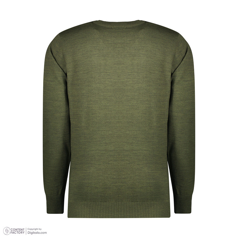 پلیور مردانه تریکو پاییزان مدل LOZ یقه گرد رنگ زیتونی