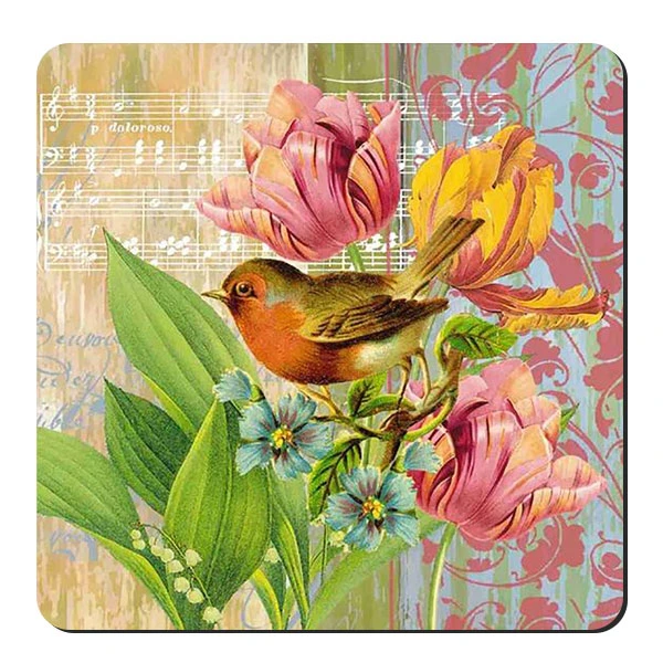  زیر لیوانی طرح پرنده و گل کد nzl419