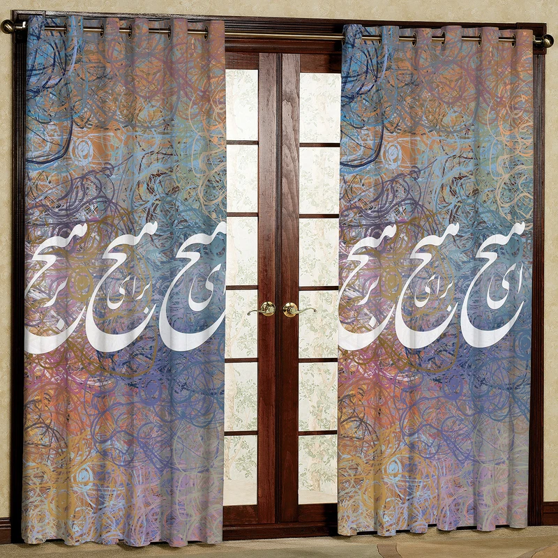 پرده مدل شعر ای هیچ هازان پانچی کد 4033 سایز 140x200 سانتی متر