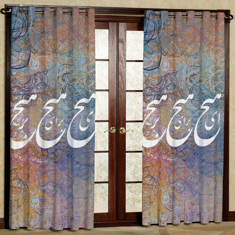 پرده مدل شعر ای هیچ هازان پانچی کد 4033 سایز 140x200 سانتی متر