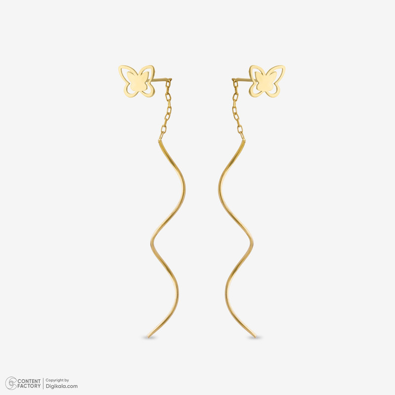 گوشواره بخیه‌ای طلا 18 عیار زنانه مطیع ها مدل 596 پروانه کرلی - 4