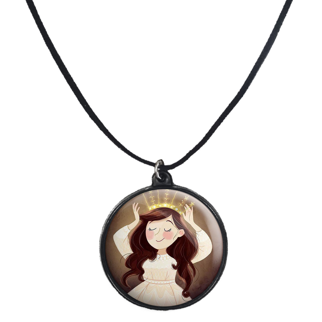 گردنبند پرمانه طرح دخترونه کد pmb.4690 مدل دو طرفه