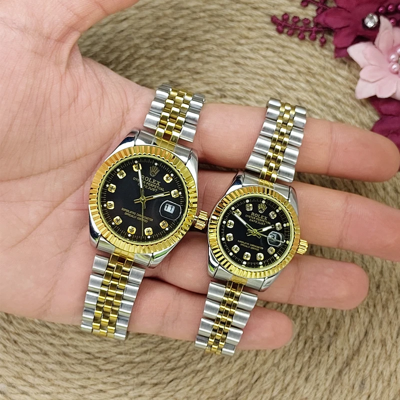 عکس شماره 8 : ست ساعت مچی عقربه ای زنانه و مردانه مدل تاریخ دار دیت جاست