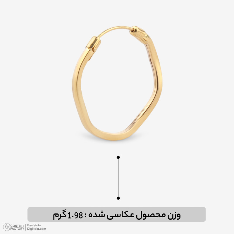 گوشواره حلقه‌ای طلا 18 عیار زنانه گلدم مدل E253008 - 2