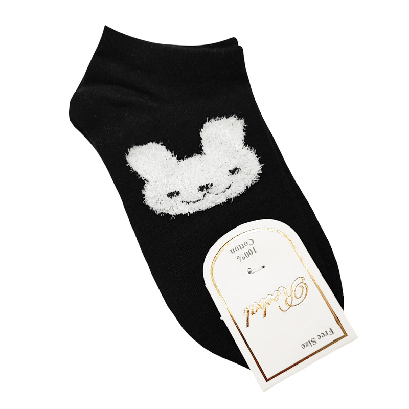 جوراب ساق کوتاه دخترانه مدل خرگوش بوکله رنگ مشکی