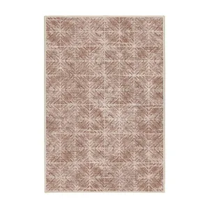 فرش ماشینی 1000 شانه اورکوم زمینه آجری حاشیه کرم طرح مینیمال ثنا کد OR.1117.01