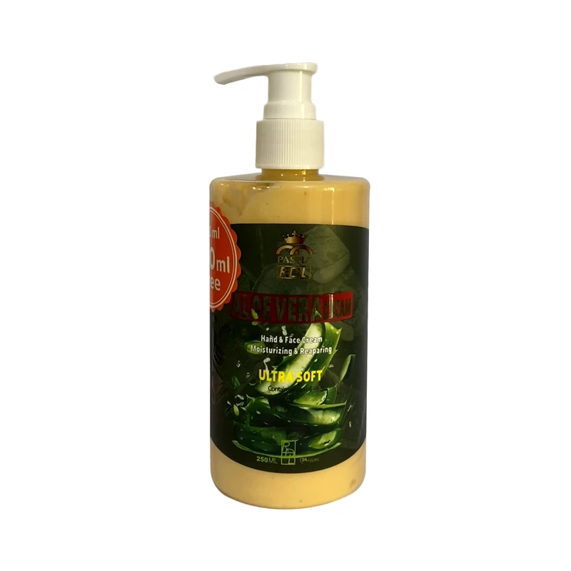 کرم مرطوب‌کننده دست و صورت پاشا مدل آلوئه ورا مناسب برای انواع پوست حجم 250 میلی‌لیتر