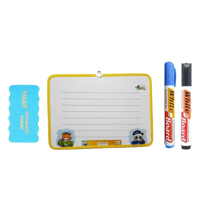 تخته وایت‌برد رویش مدل مهر 179 سایز 32x23x1 سانتی‌متر به همراه ماژیک و تخته پاکن مجموعه 4 عددی
