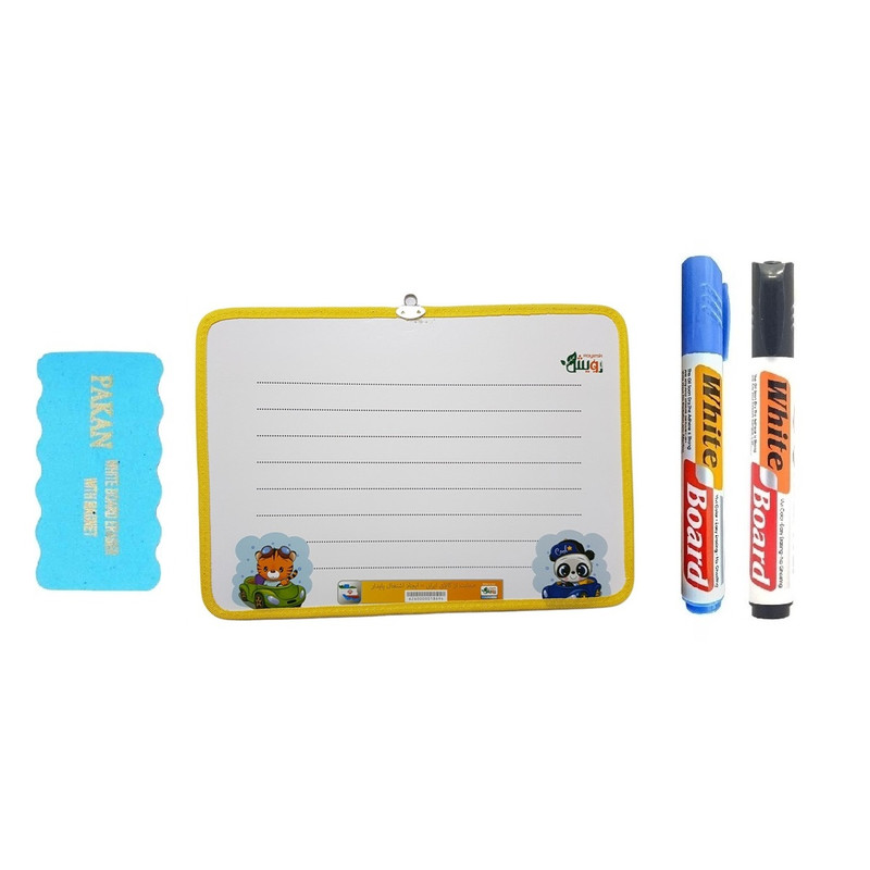 تخته وایت برد رویش مدل مهر 179 سایز 32x23x1 سانتی متر به همراه ماژیک و تخته پاکن مجموعه 4 عددی
