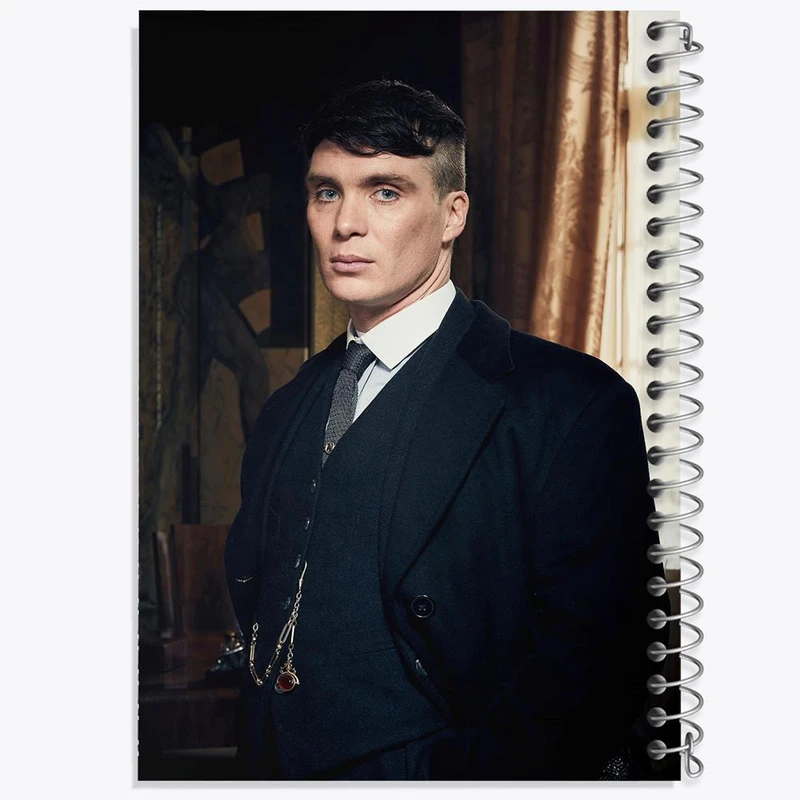 دفتر ژورنال نویسی 50 برگ خندالو مدل نقطه ای طرح کیلین مورفی سریال پیکی بلایندرز Peaky Blinders کد 4579