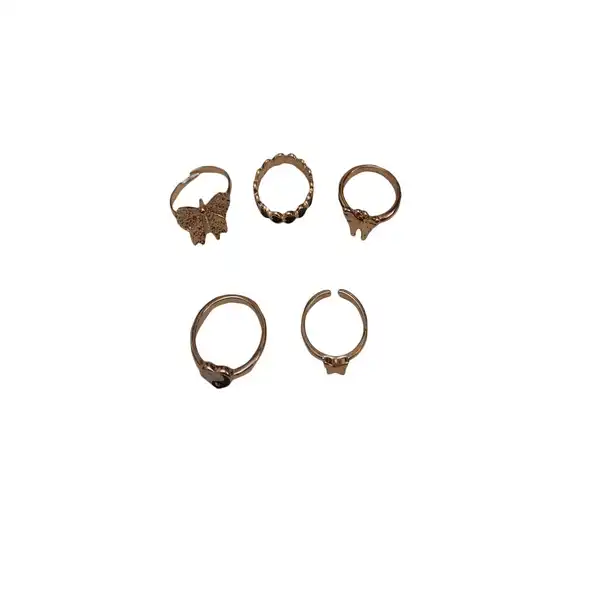 انگشتر زنانه مدل پروانه کد 1027 مجموعه 5 عددی