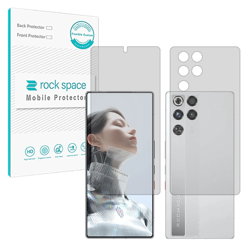 محافظ صفحه نمایش شفاف راک اسپیس مدل هیدروژلی مناسب برای گوشی موبایل زد تی ای nubia RedMagic 11 Pro (China) به همراه محافظ پشت گوشی
