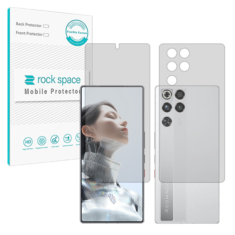 محافظ صفحه نمایش شفاف راک اسپیس مدل هیدروژلی مناسب برای گوشی موبایل زد تی ای nubia RedMagic 11 Pro (China) به همراه محافظ پشت گوشی