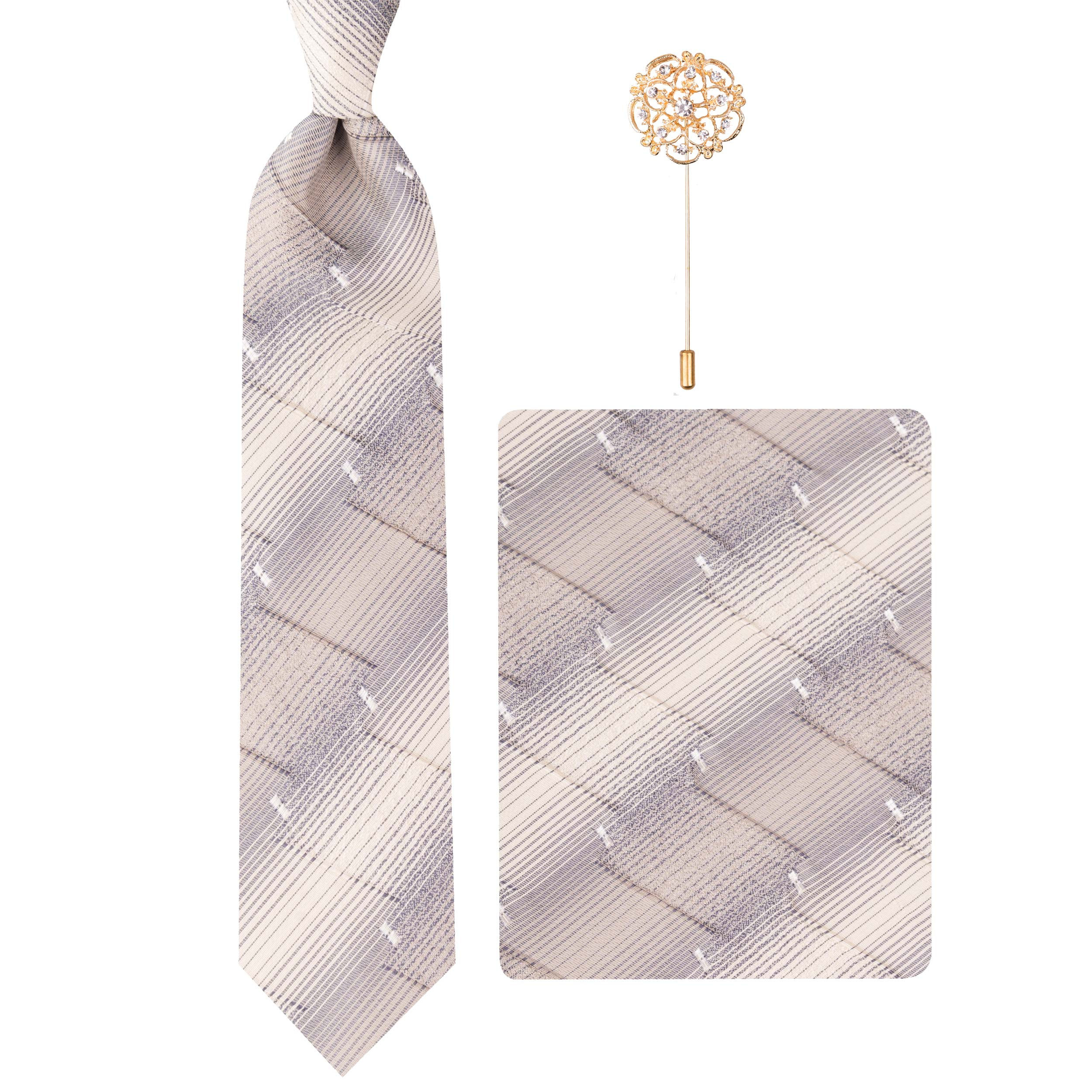 ست کراوات و دستمال جیب مردانه مدل GF-ST1124-GR